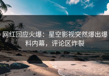 网红回应火爆：星空影视突然爆出爆料内幕，评论区炸裂