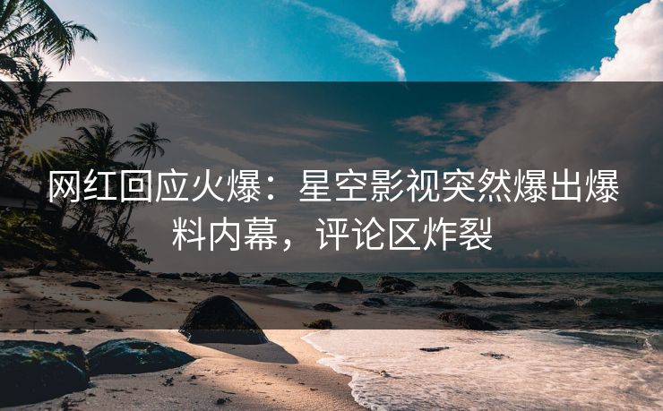 网红回应火爆：星空影视突然爆出爆料内幕，评论区炸裂