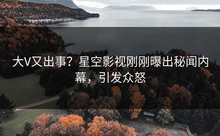 大V又出事？星空影视刚刚曝出秘闻内幕，引发众怒