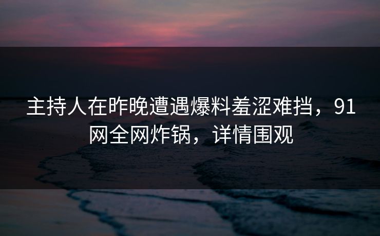 主持人在昨晚遭遇爆料羞涩难挡，91网全网炸锅，详情围观