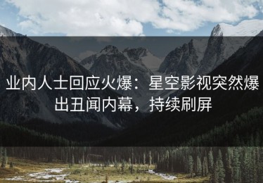 业内人士回应火爆：星空影视突然爆出丑闻内幕，持续刷屏