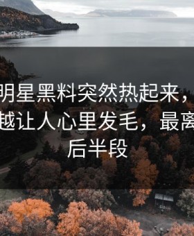 这两天明星黑料突然热起来，那条热搜越看越让人心里发毛，最离谱的是后半段
