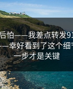 越想越后怕——我差点转发91在线相关内容——幸好看到了这个细节，最后一步才是关键