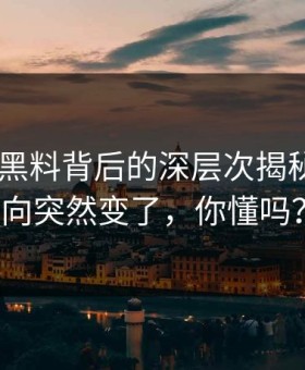 51吃瓜黑料背后的深层次揭秘——风向突然变了，你懂吗？