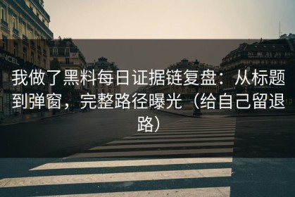 我做了黑料每日证据链复盘：从标题到弹窗，完整路径曝光（给自己留退路）