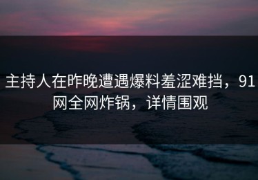 主持人在昨晚遭遇爆料羞涩难挡，91网全网炸锅，详情围观