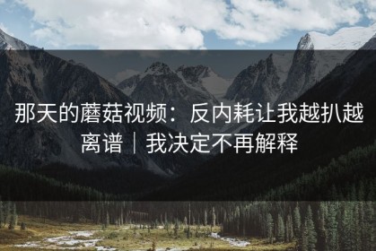 那天的蘑菇视频：反内耗让我越扒越离谱｜我决定不再解释