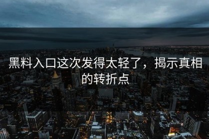 黑料入口这次发得太轻了，揭示真相的转折点