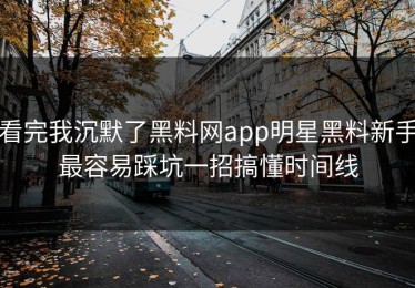 看完我沉默了黑料网app明星黑料新手最容易踩坑一招搞懂时间线