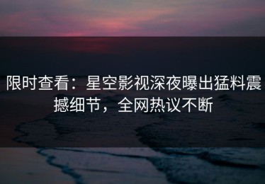 限时查看：星空影视深夜曝出猛料震撼细节，全网热议不断