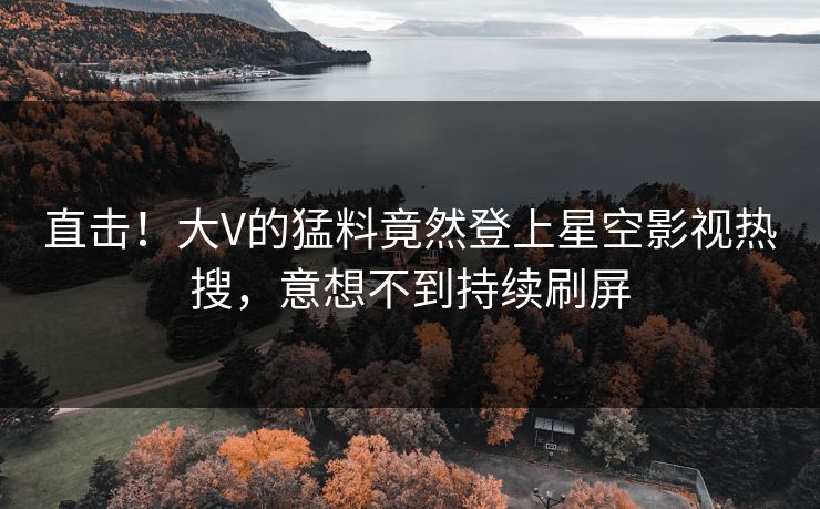 直击！大V的猛料竟然登上星空影视热搜，意想不到持续刷屏