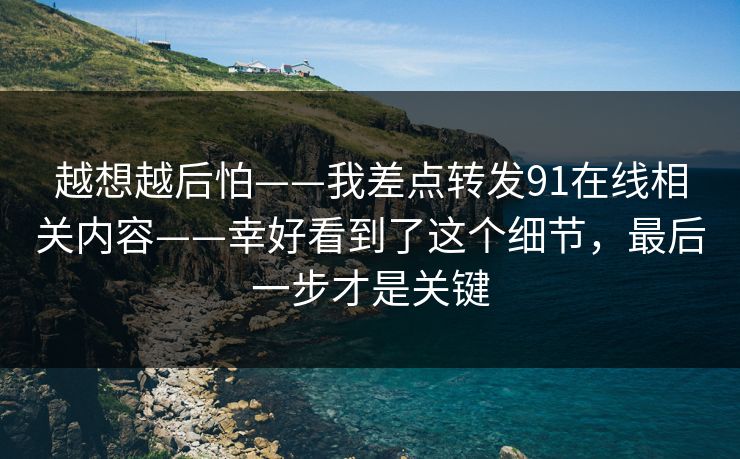越想越后怕——我差点转发91在线相关内容——幸好看到了这个细节，最后一步才是关键